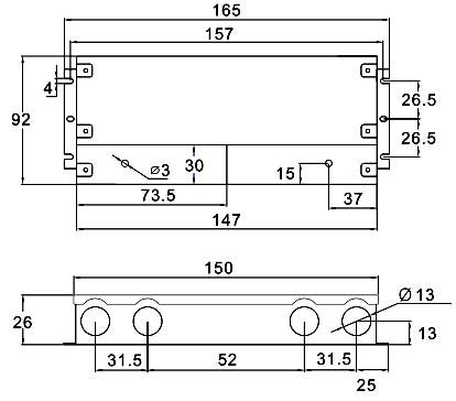 Class 2 LED Constant Voltage Driver, 150 Watt, 120-277VAC Input, 12VDC  Output, 3 Channel Output, 0-10V Dimmable, Aluminum Case, UL Rated, IP68 