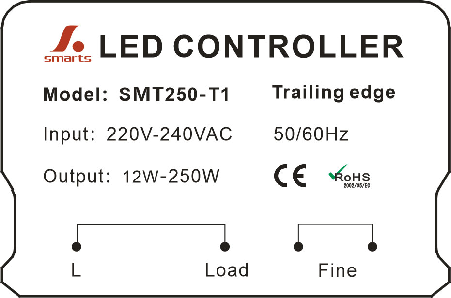 CE listed 200v 220v ac 250w output triac dimmer with trailing edge 