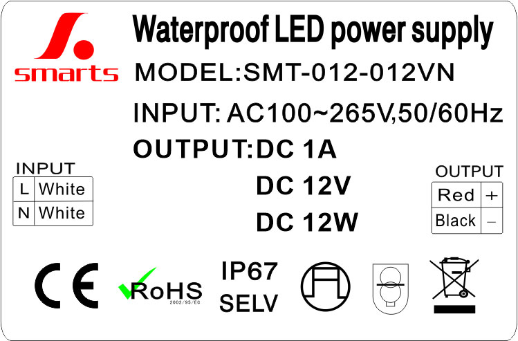 12v 1a 12w led dc power supply