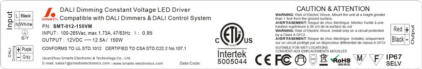 12vdc 150 watt constant voltage dali led drivers