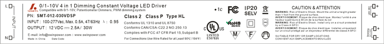 UL led driver 0-10v dimming