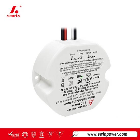 30W Round Constant Voltage LED Power Supply Driver for Demanding LED Loads