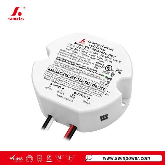 600–1750mA Output 50W Constant Current Round LED Driver for led lighting -Swin Power