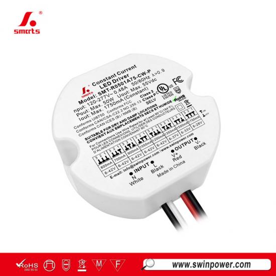 600–1750mA Output 50W Constant Current Round LED Driver for led lighting