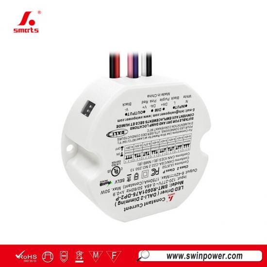 600ma-1750ma 50W DALI-2 Dimmable Constant Current Round LED Driver for led lighting