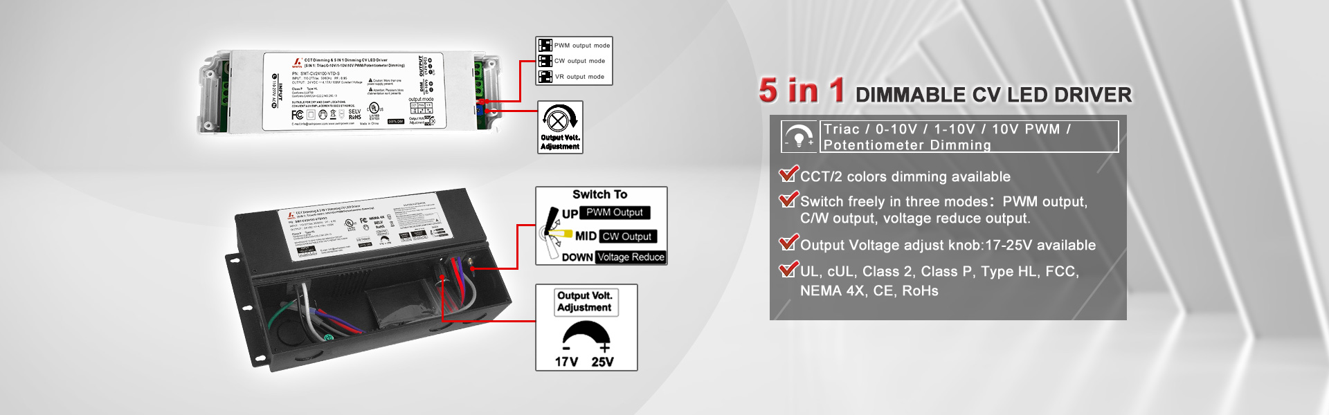 CCT Triac & 0-10V dimmable LED driver