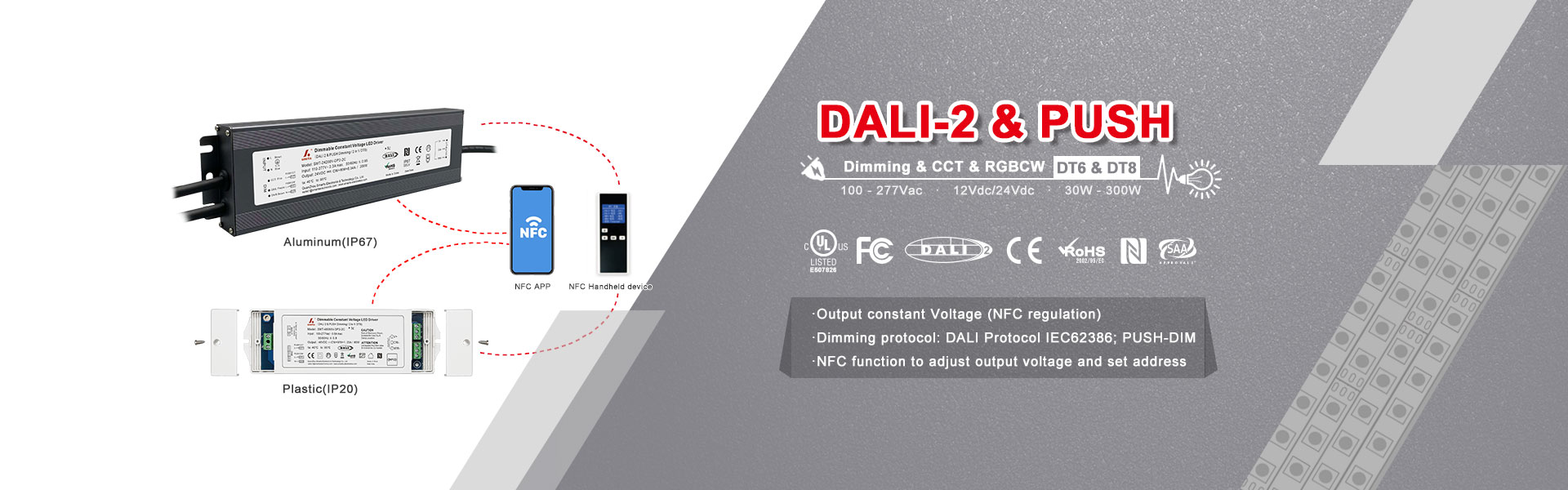 DALI 2&PUSH Dimmable constant voltage LED driver