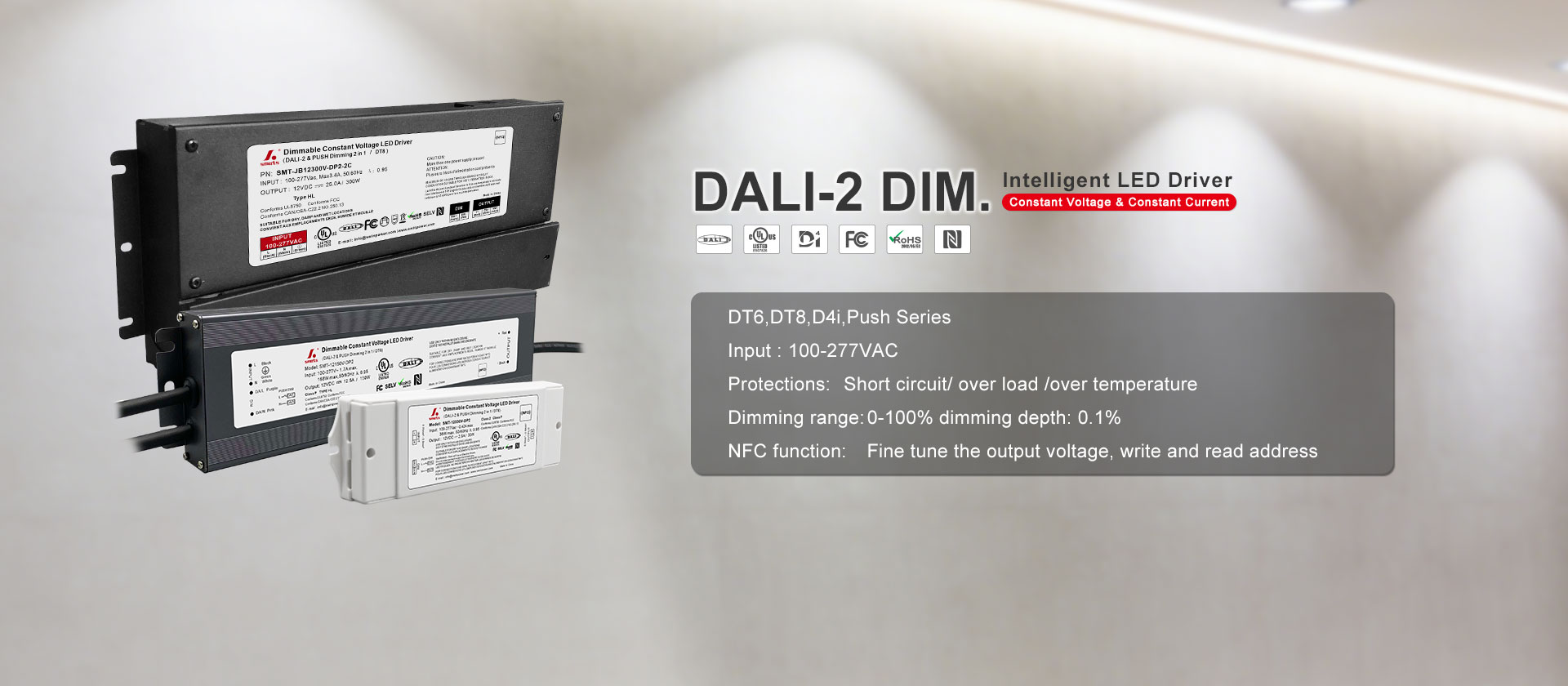 DALI 2&PUSH Dimmable constant voltage LED driver