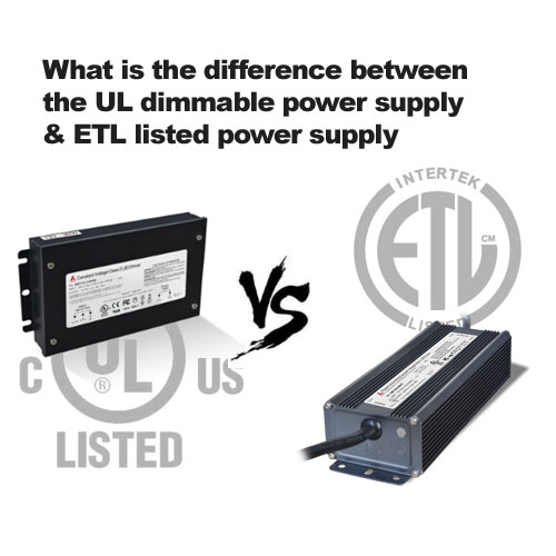 What is the difference between the UL listed 20w/45w triac dimmable power supply and 24w/48w ETL listed power supply?